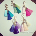 Tassel plaqué or Design porte-clés pompons en soie Keyring